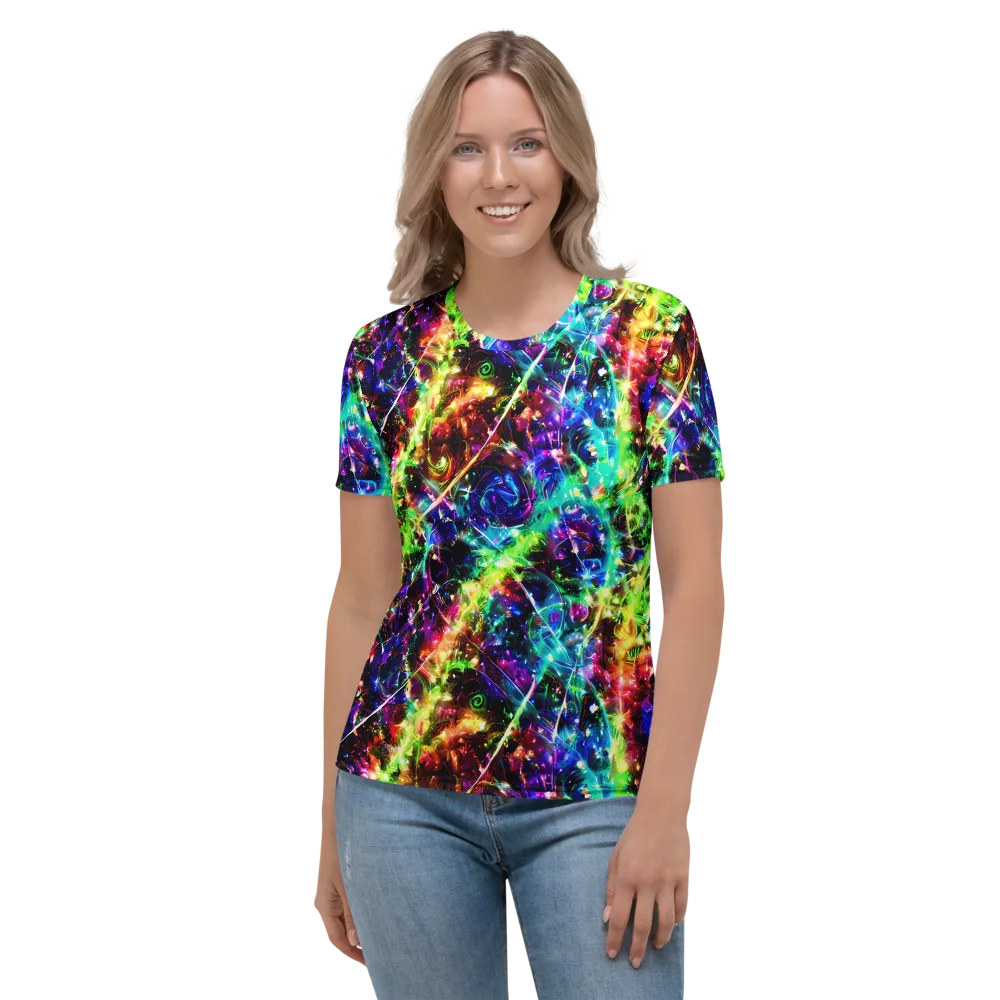 Electric Kaleidoscope on Women's Crew Neck T-Shirt — Front
