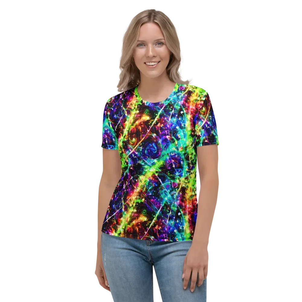 Electric Kaleidoscope on Women's Crew Neck T-Shirt — Front