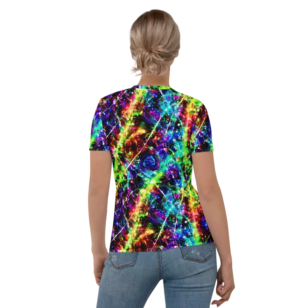 Electric Kaleidoscope on Women's Crew Neck T-Shirt — Back