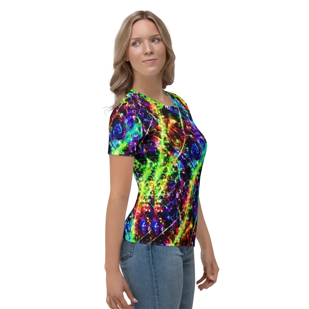 Electric Kaleidoscope on Women's Crew Neck T-Shirt — Right