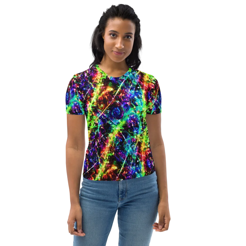 Electric Kaleidoscope on Women's Crew Neck T-Shirt — Front