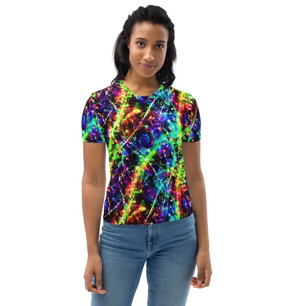 Electric Kaleidoscope on Women's Crew Neck T-Shirt — Front