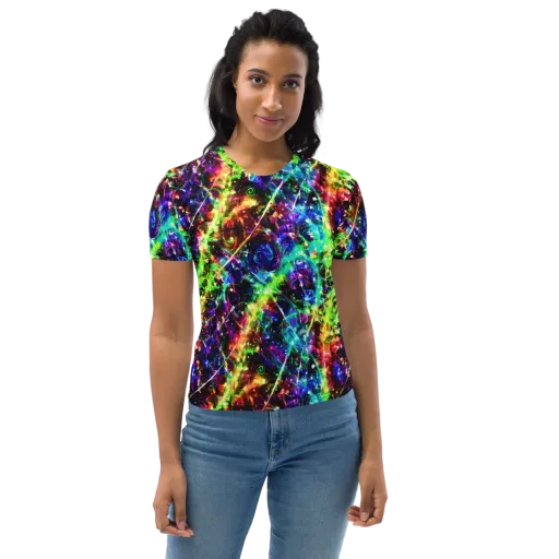 Electric Kaleidoscope on a Women's Crew Neck T-Shirt