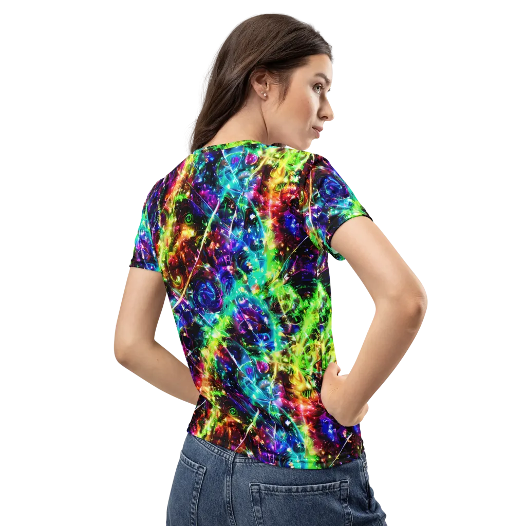 Electric Kaleidoscope on Women's Crew Neck T-Shirt — Back