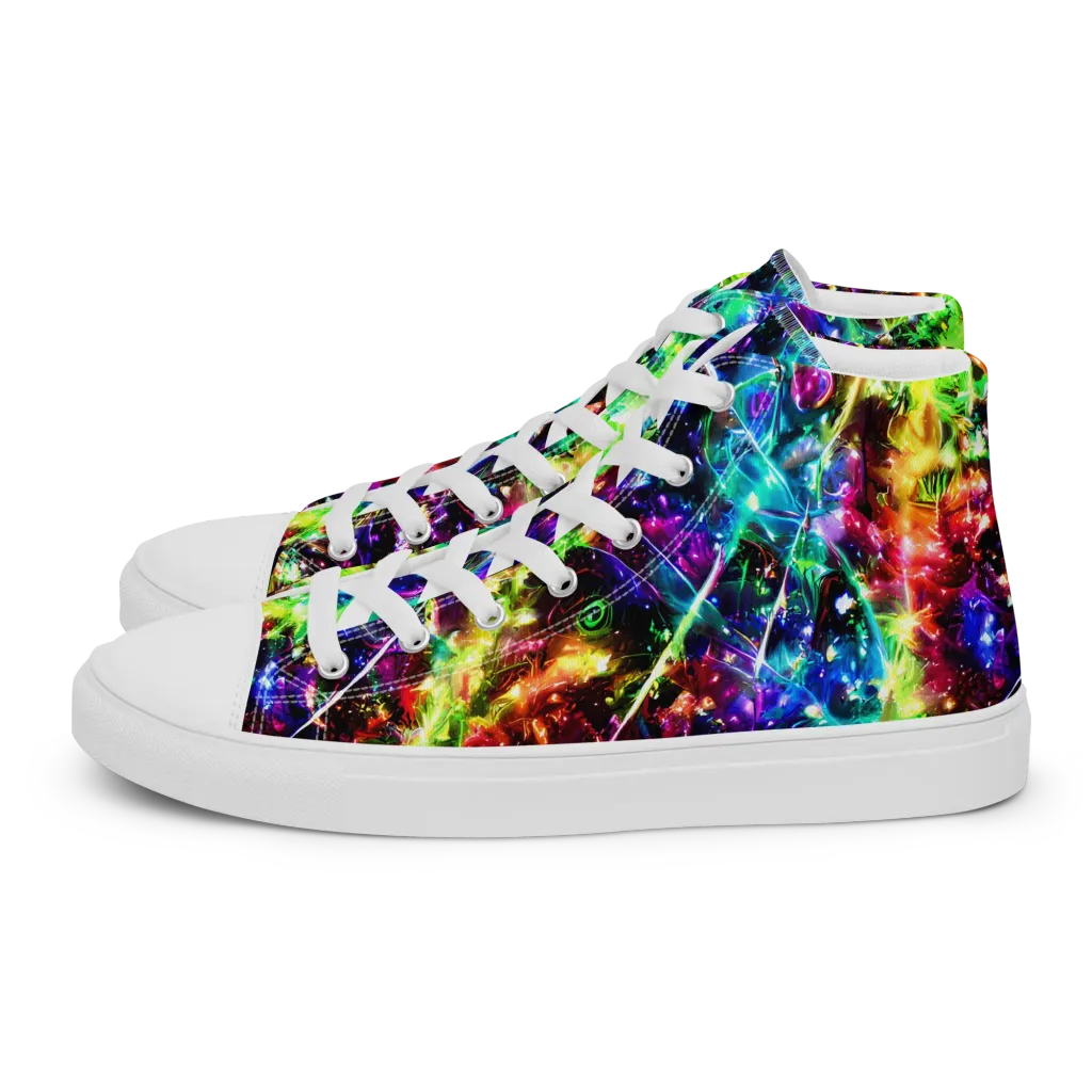 Electric Kaleidoscope on Women's High Top Canvas Shoes — Left