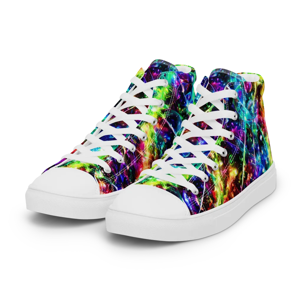 Electric Kaleidoscope on Women's High Top Canvas Shoes — Left Front
