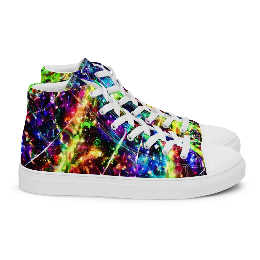 Electric Kaleidoscope on Women's High Top Canvas Shoes — Right