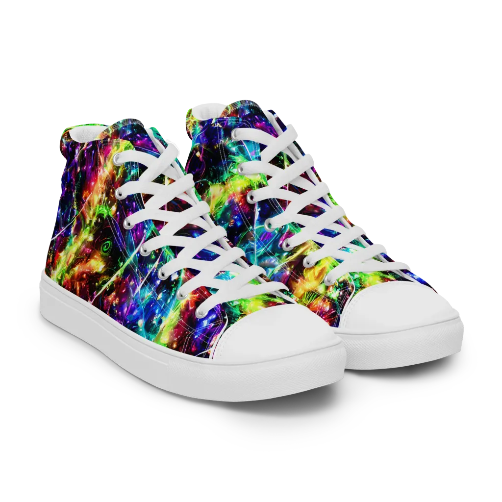 Electric Kaleidoscope on Women's High Top Canvas Shoes — Right Front