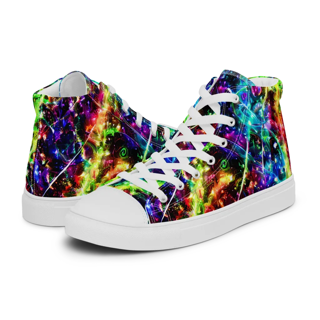 Electric Kaleidoscope on Women's High Top Canvas Shoes — Left