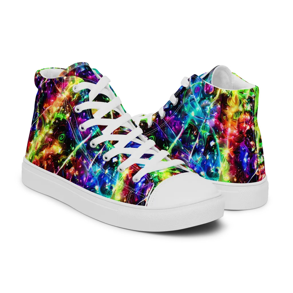 Electric Kaleidoscope on Women's High Top Canvas Shoes — Right