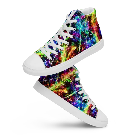 Electric Kaleidoscope on a Women's High Top Canvas Shoes