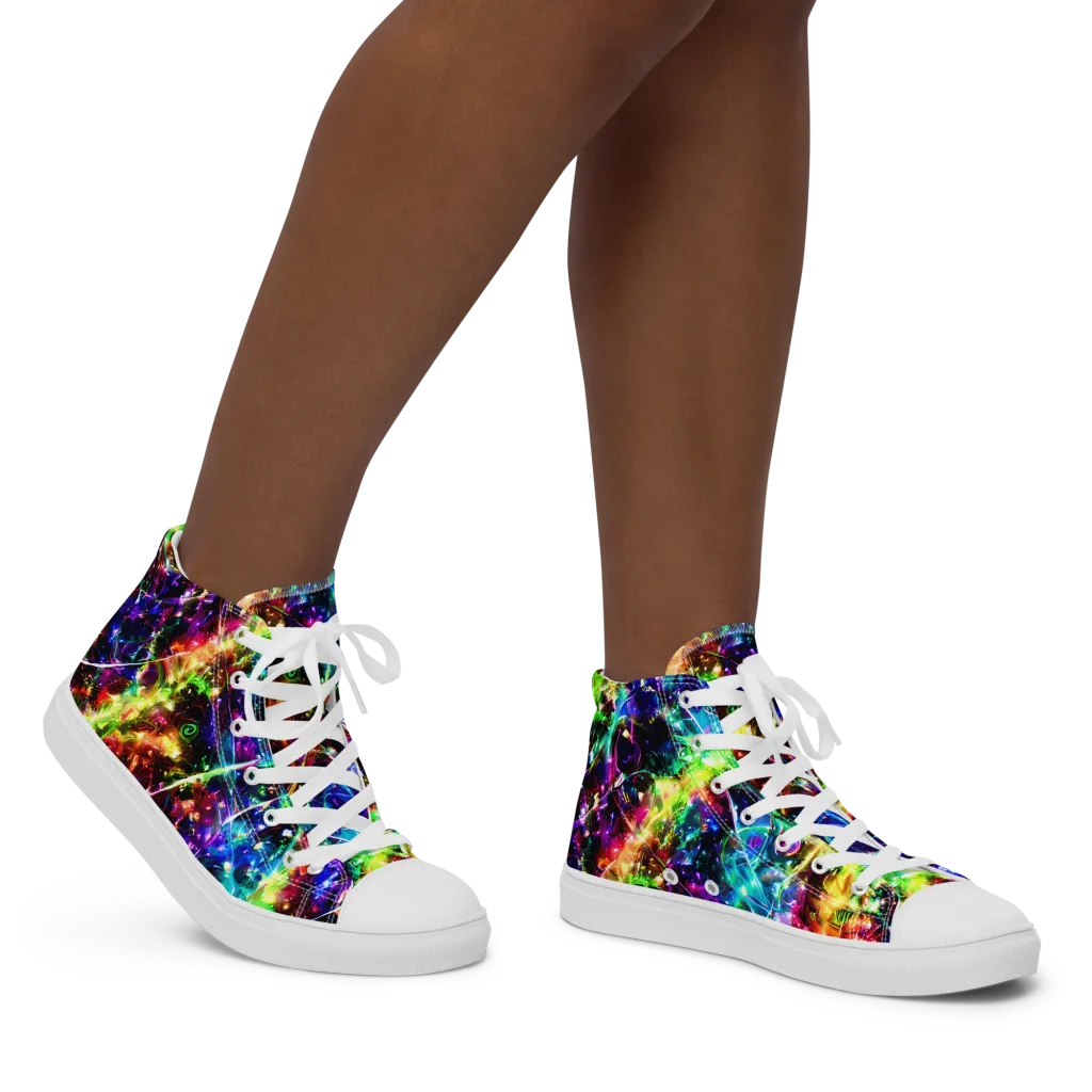 Electric Kaleidoscope on Women's High Top Canvas Shoes — Right