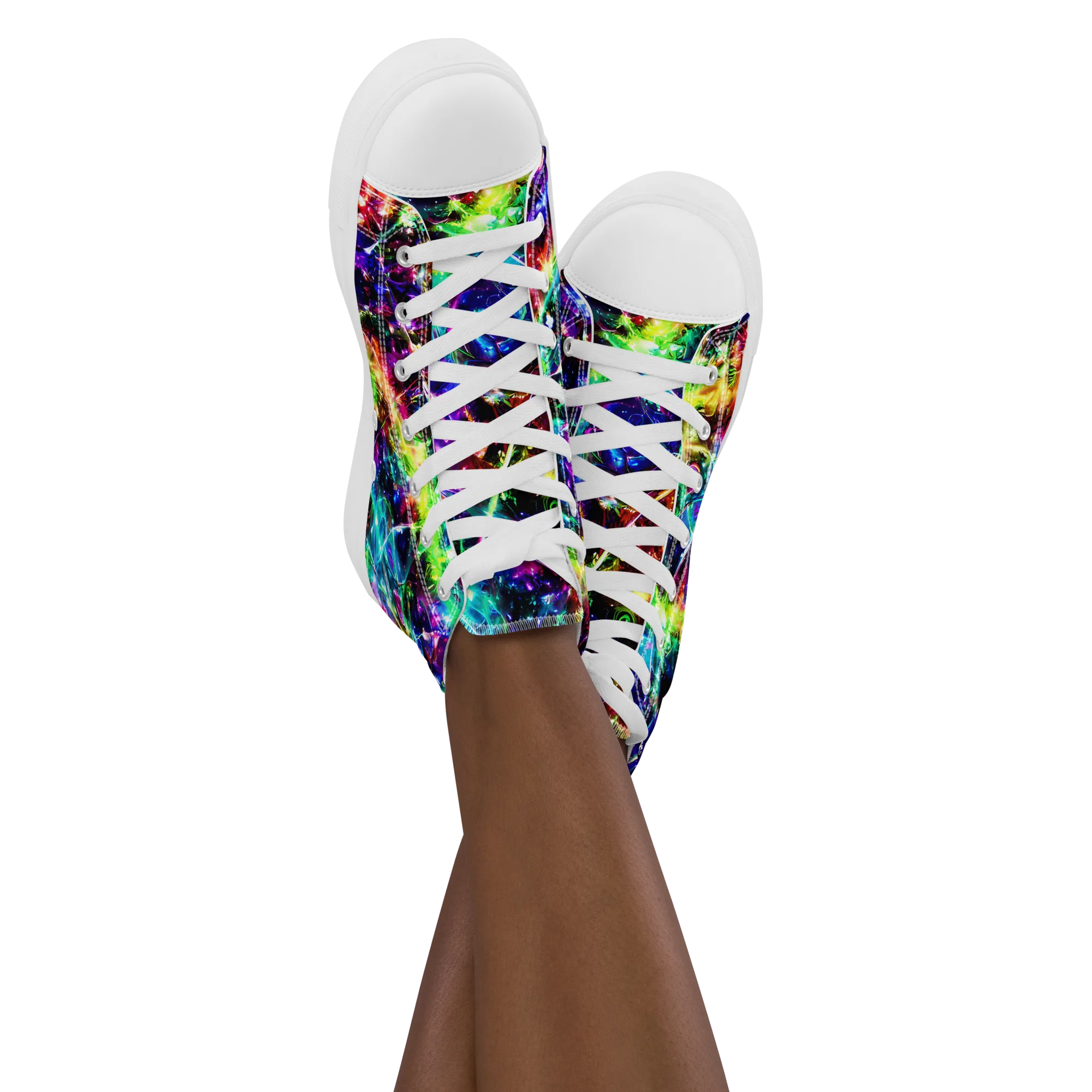 Electric Kaleidoscope on Women's High Top Canvas Shoes — Front