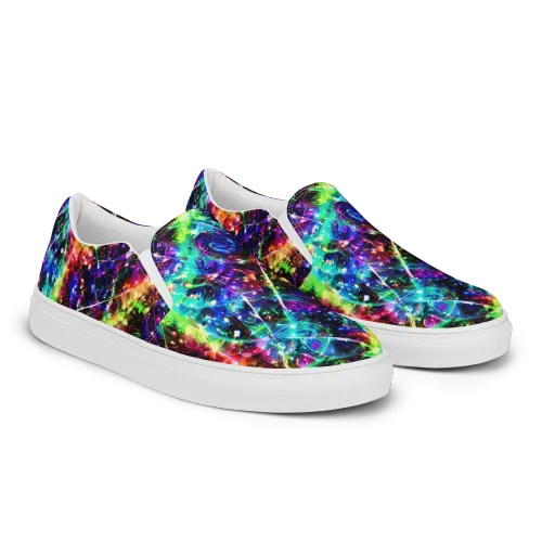 Electric Kaleidoscope on a Men's Slip-On Canvas Shoes