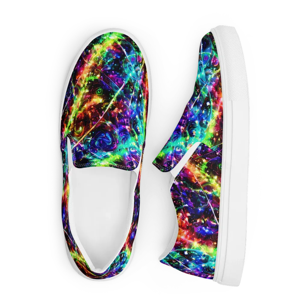 Electric Kaleidoscope on Men's Slip-On Canvas Shoes — Front