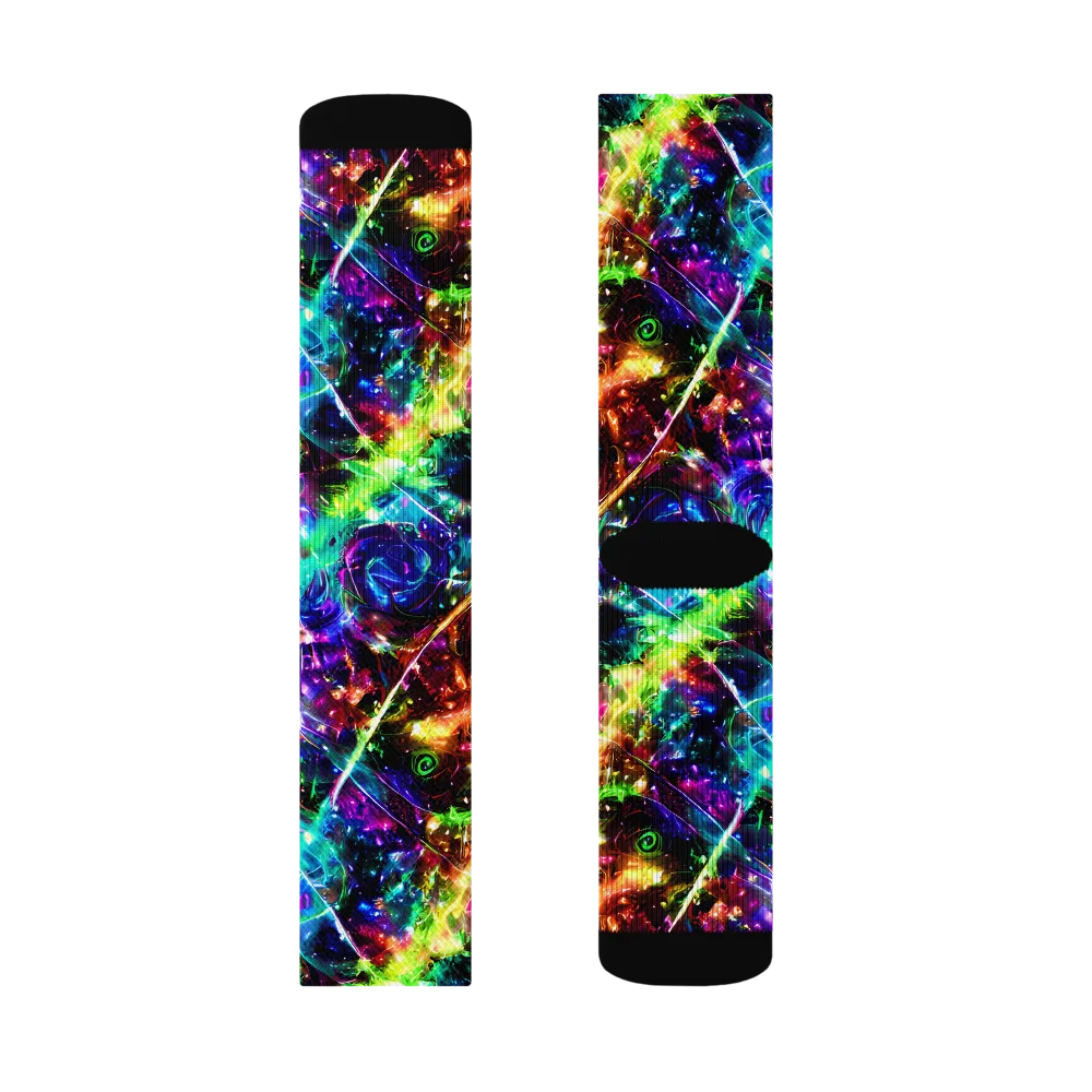 Electric Kaleidoscope on Socks — Left Sock