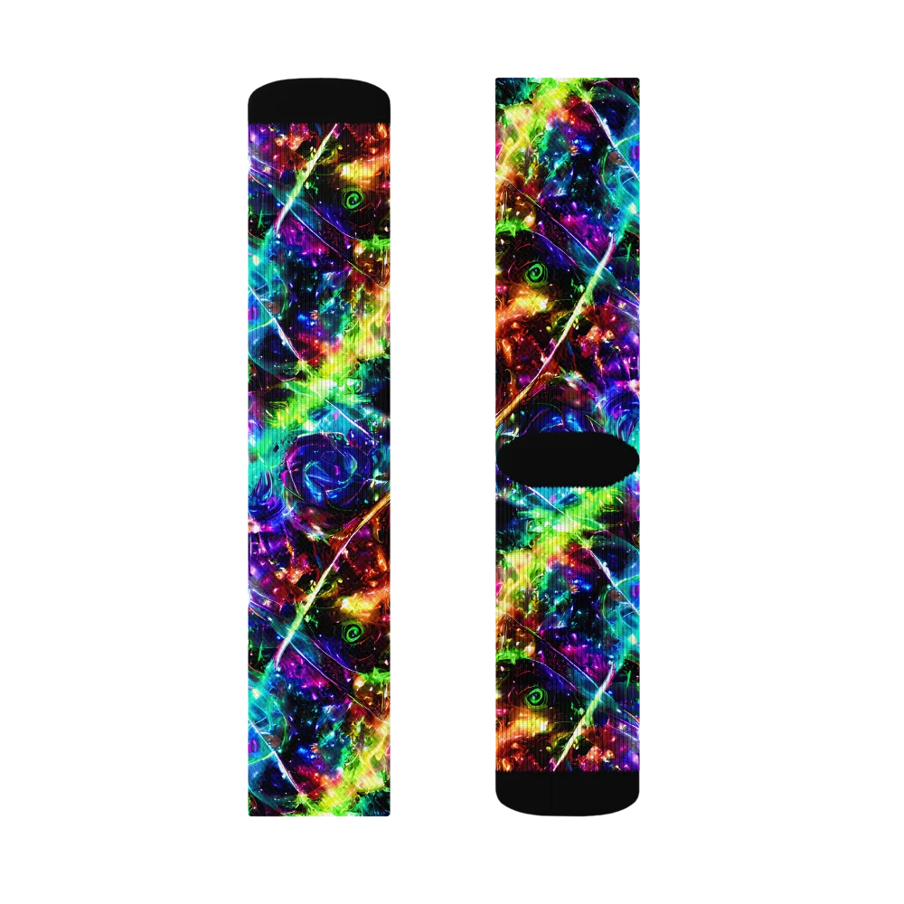 Electric Kaleidoscope on Socks — Right Sock