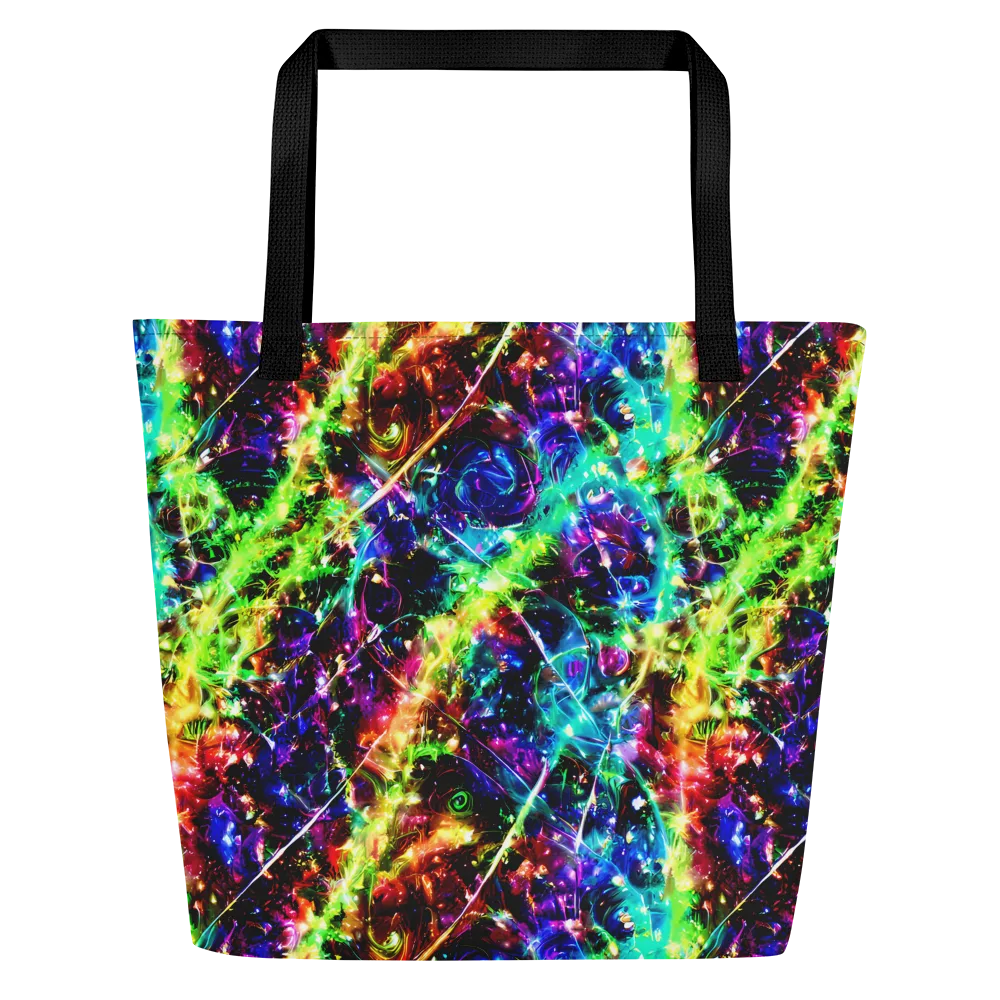Electric Kaleidoscope on Large Tote Bag W/ Pocket — Front