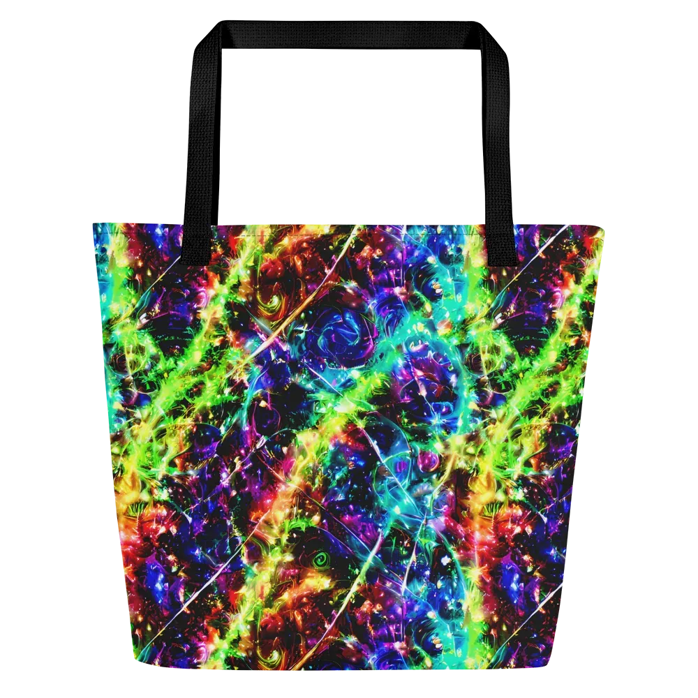 Electric Kaleidoscope on Large Tote Bag W/ Pocket — Front