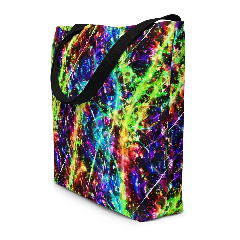 Electric Kaleidoscope on Large Tote Bag W/ Pocket — Front