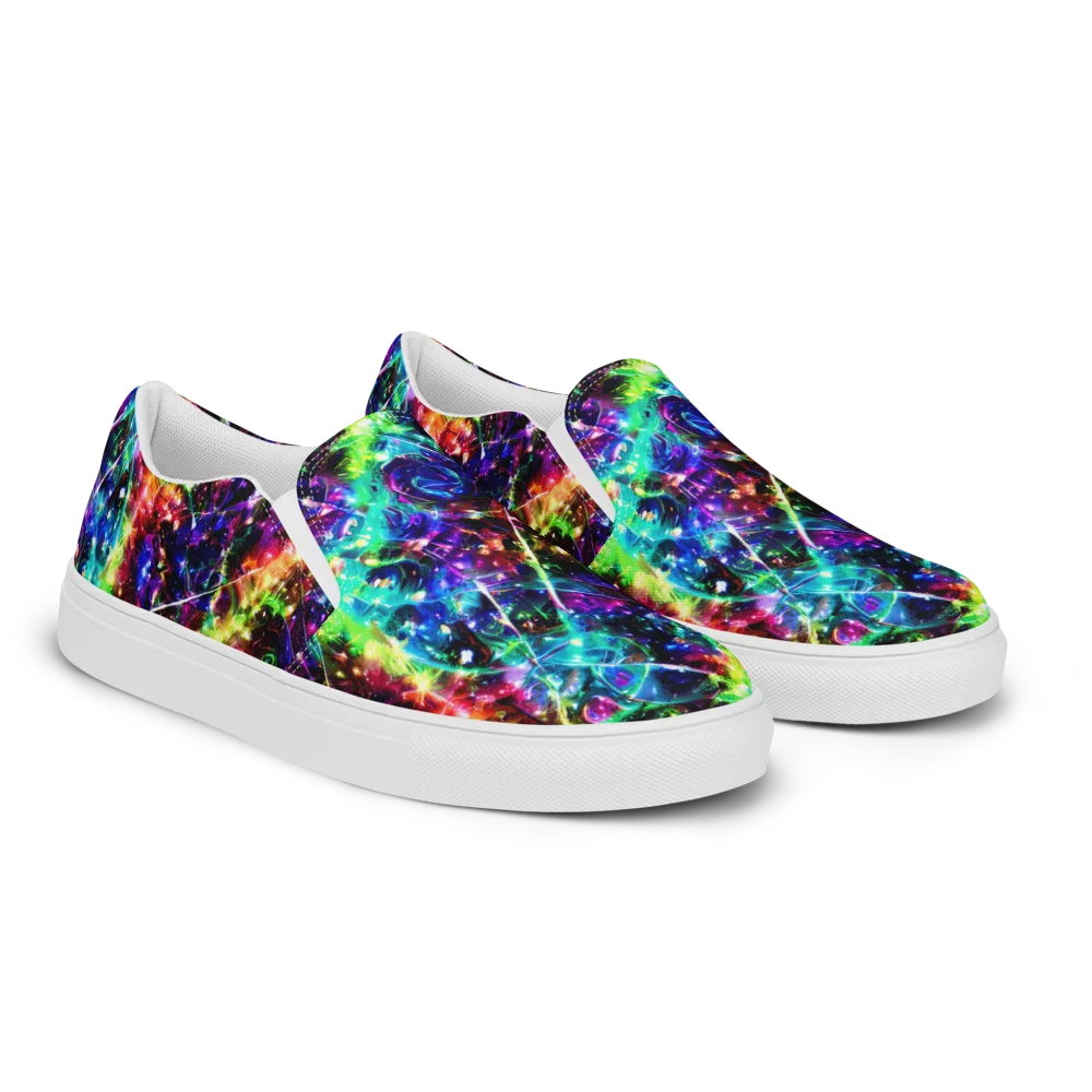 Electric Kaleidoscope on Women's Slip-On Canvas Shoes — Right Front