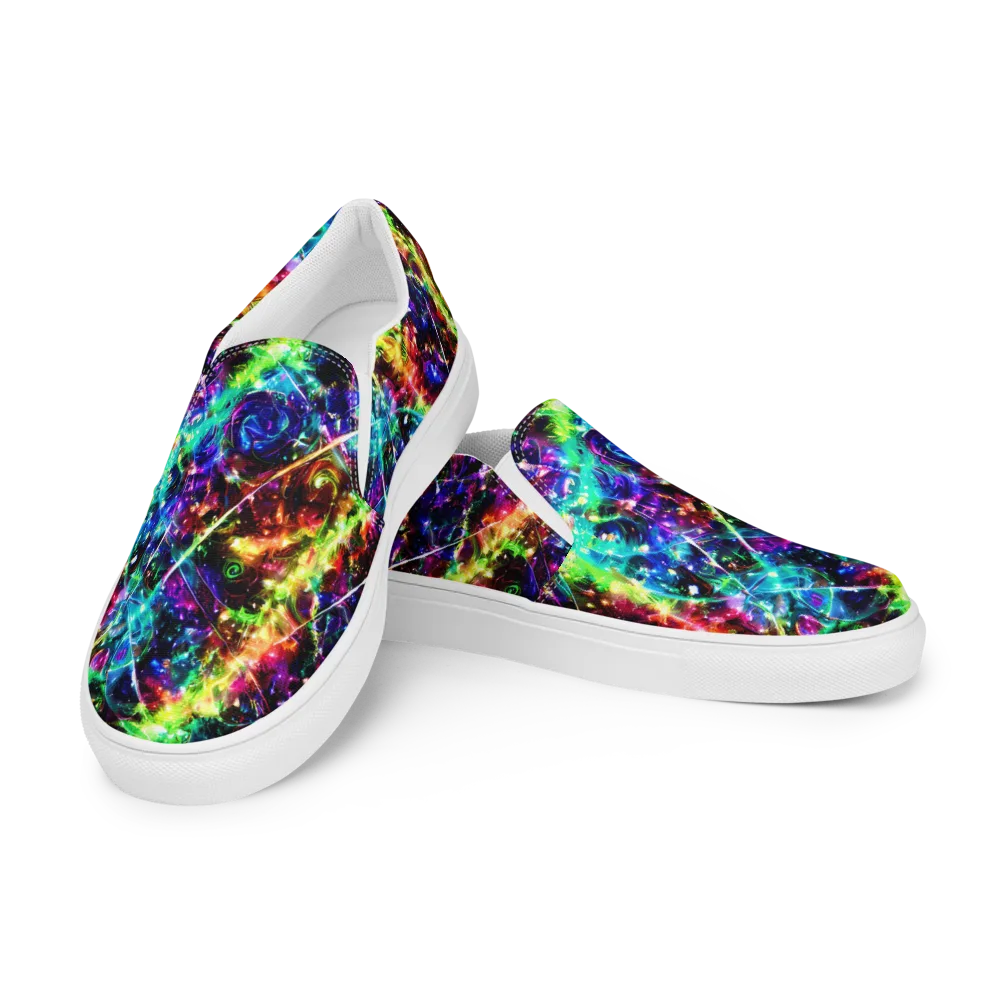 Electric Kaleidoscope on Women's Slip-On Canvas Shoes — Left Front