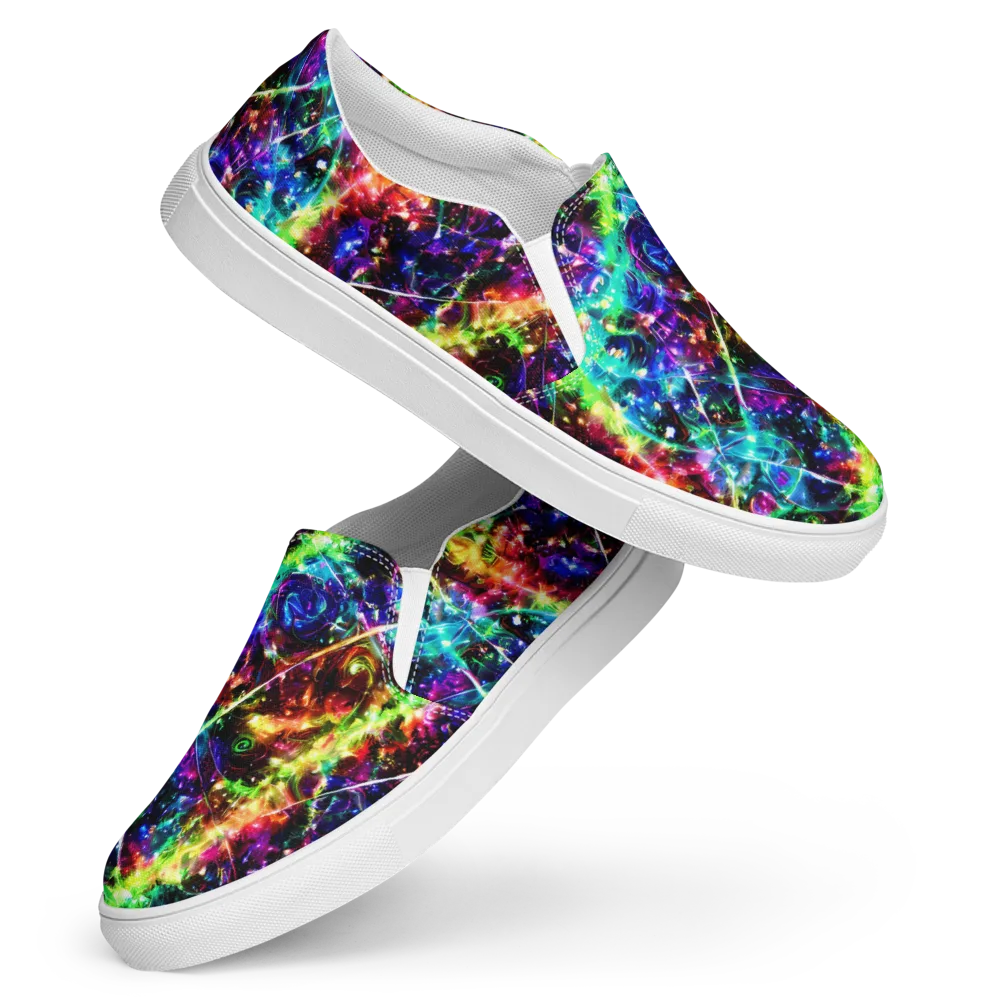 Electric Kaleidoscope on Women's Slip-On Canvas Shoes — Front