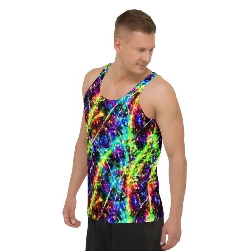 Electric Kaleidoscope on a Men's Tank Top