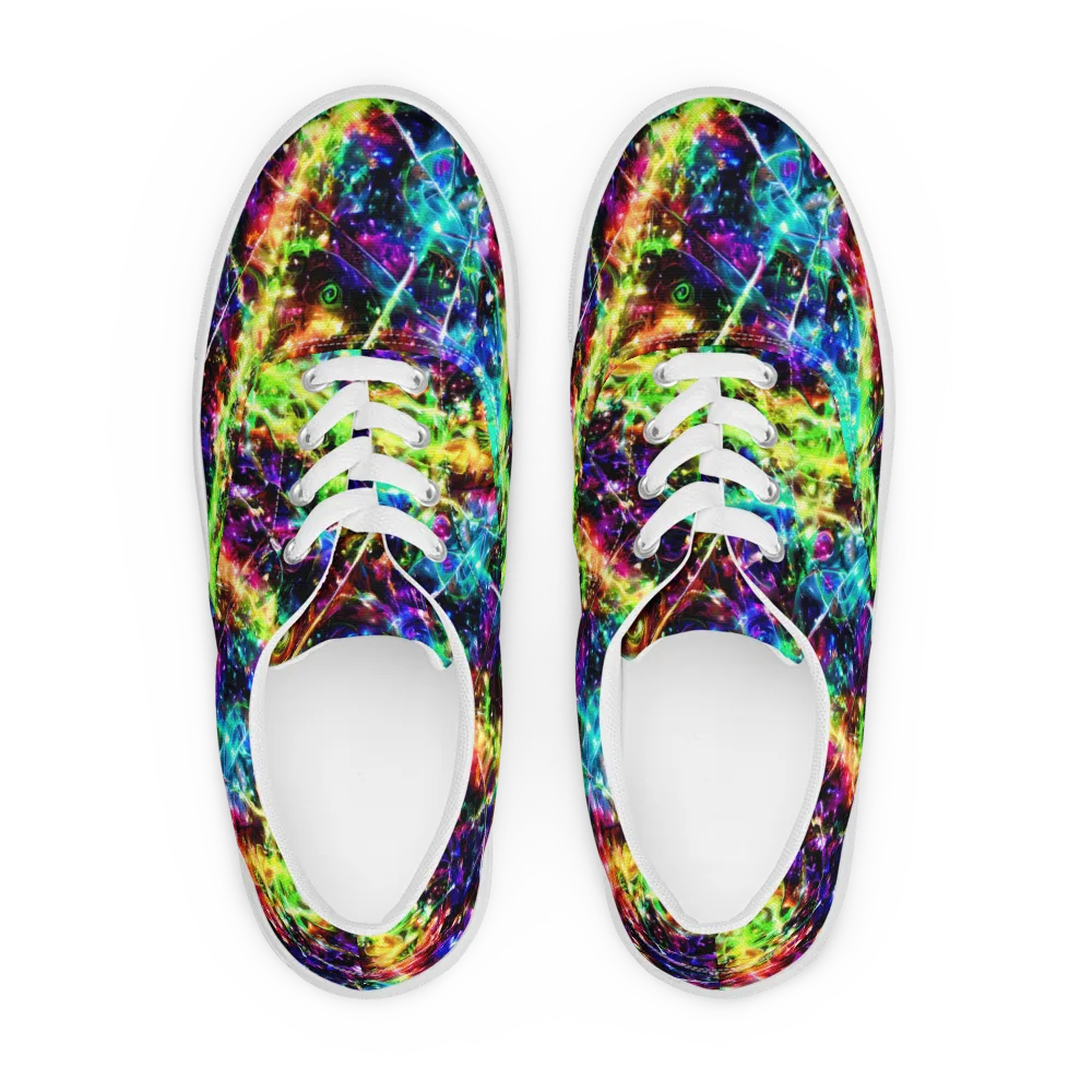 Electric Kaleidoscope on Men's Lace-Up Canvas Shoes — Front
