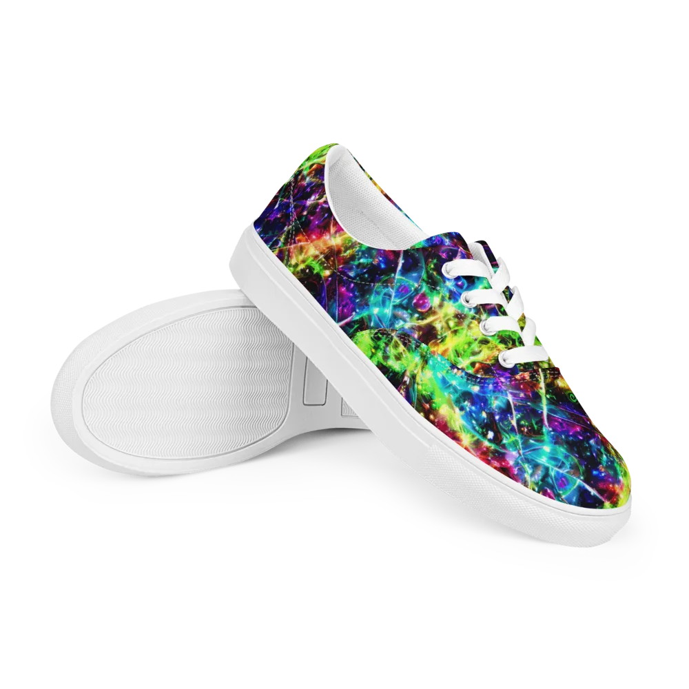 Electric Kaleidoscope on Men's Lace-Up Canvas Shoes — Right Front