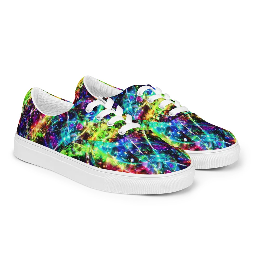 Electric Kaleidoscope on Men's Lace-Up Canvas Shoes — Right Front