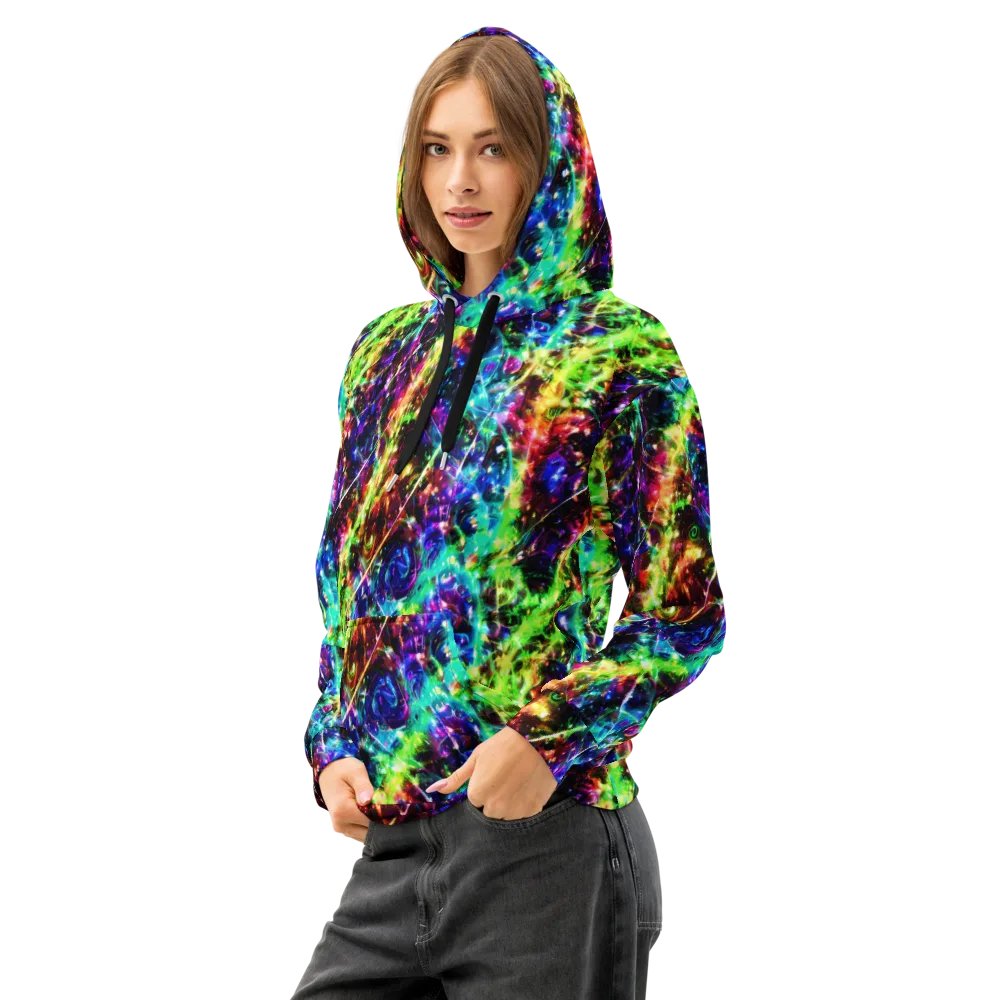 Electric Kaleidoscope on Cotton Hoodie — Left Front