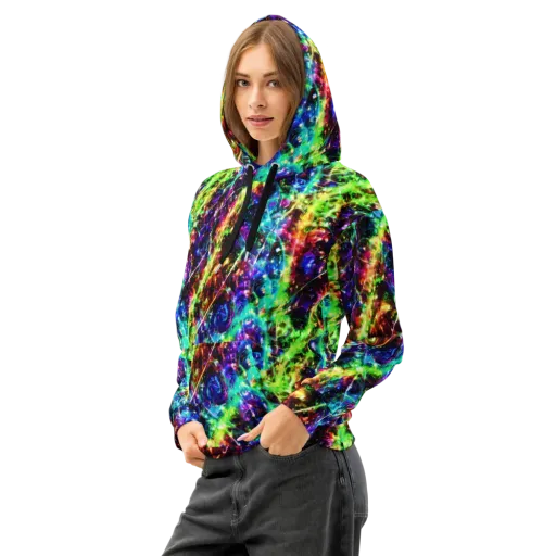 Electric Kaleidoscope on a Cotton Hoodie