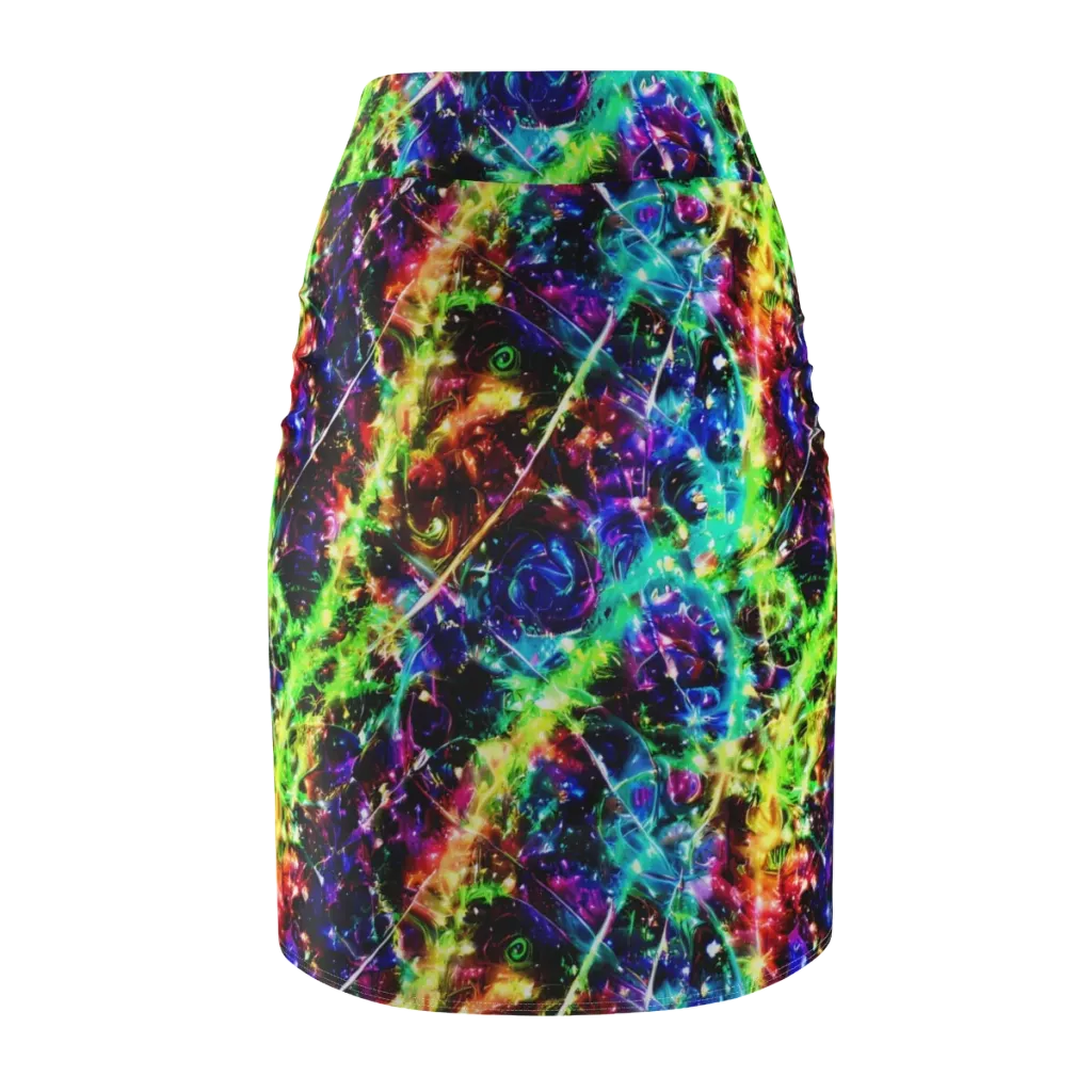 Electric Kaleidoscope on Pencil Skirt — Back