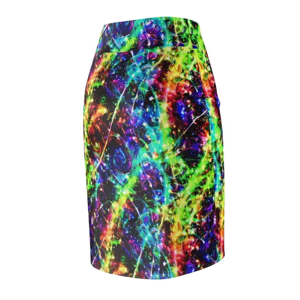 Electric Kaleidoscope on Pencil Skirt — Back Side