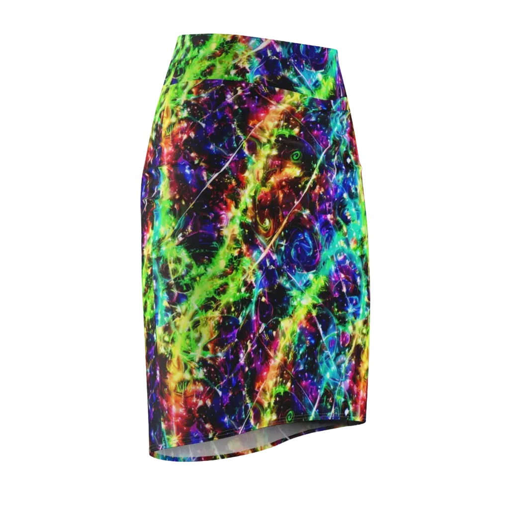 Electric Kaleidoscope on Pencil Skirt — Front Side
