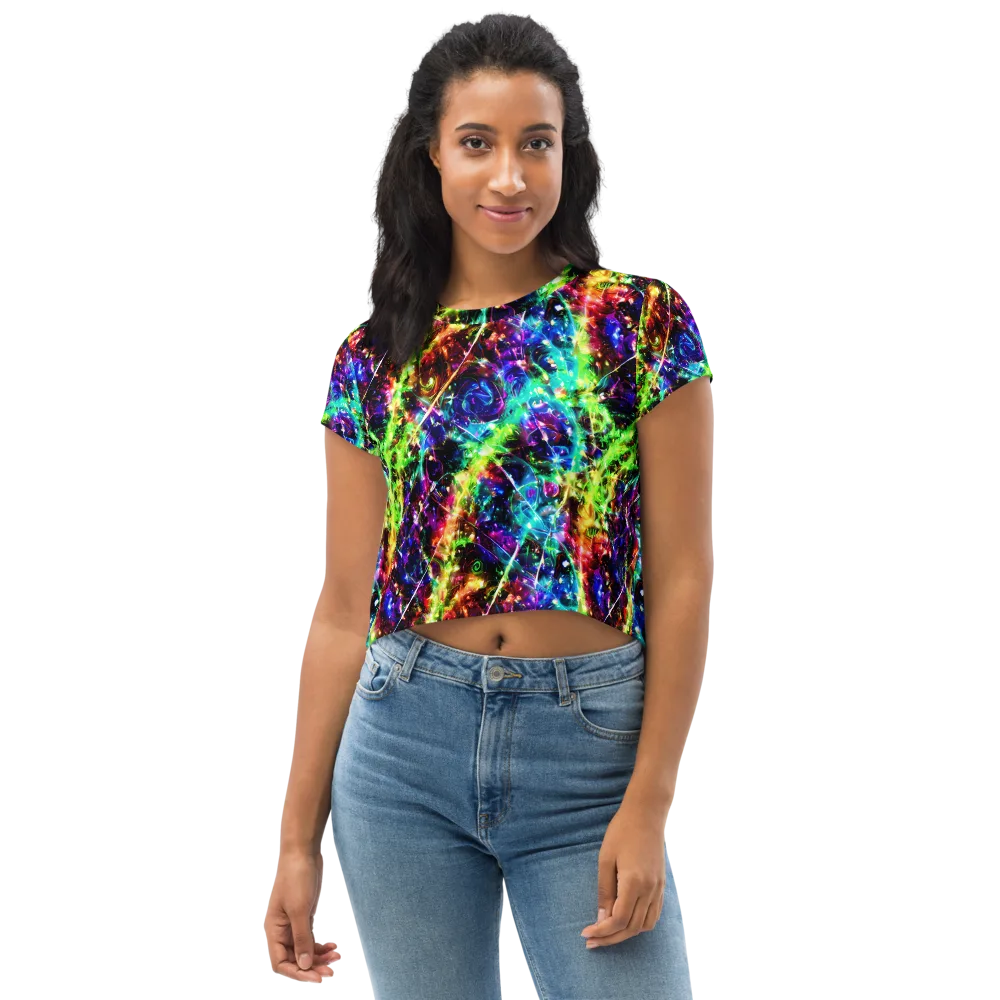 Electric Kaleidoscope on Crop Tee — Front