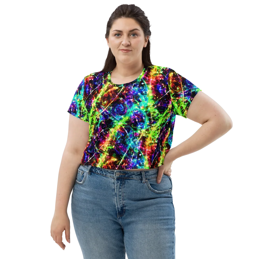 Electric Kaleidoscope on Crop Tee — Front