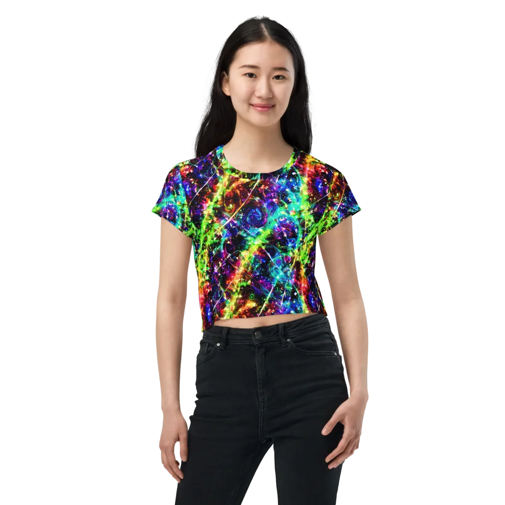 Electric Kaleidoscope on Crop Tee — Front