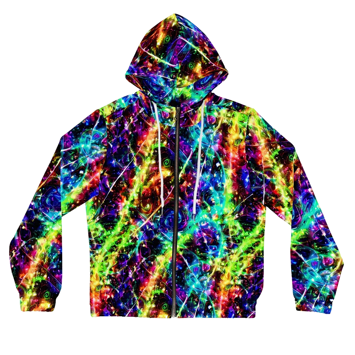 Electric Kaleidoscope on Women's Full-Zip Hoodie — Front