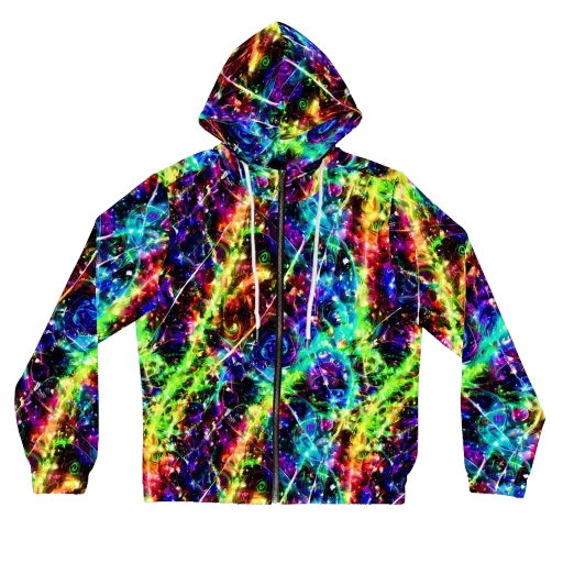 Electric Kaleidoscope on a Women's Full-Zip Hoodie