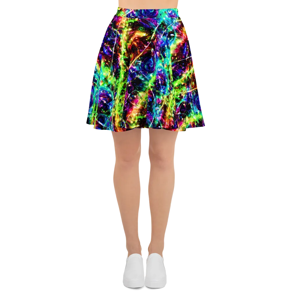 Electric Kaleidoscope on Skater Skirt — Front