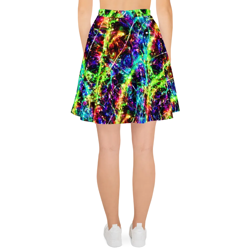 Electric Kaleidoscope on Skater Skirt — Back