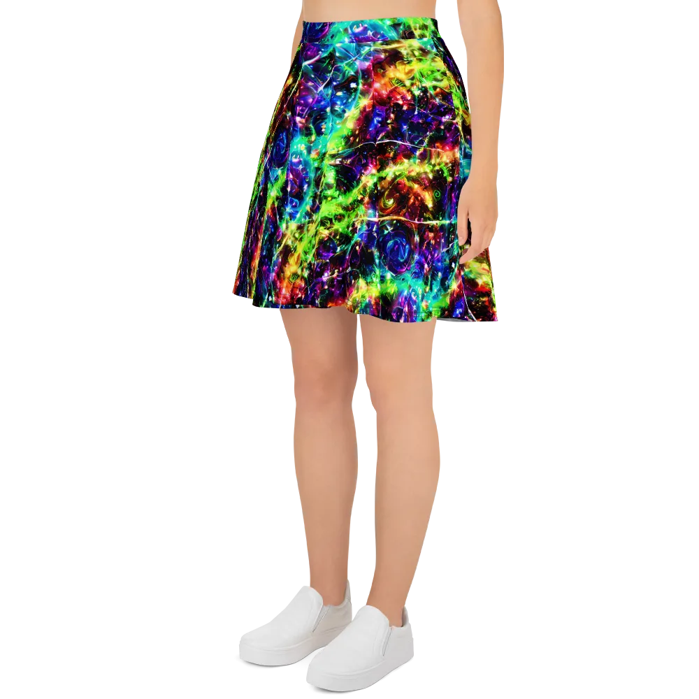 Electric Kaleidoscope on Skater Skirt — Left