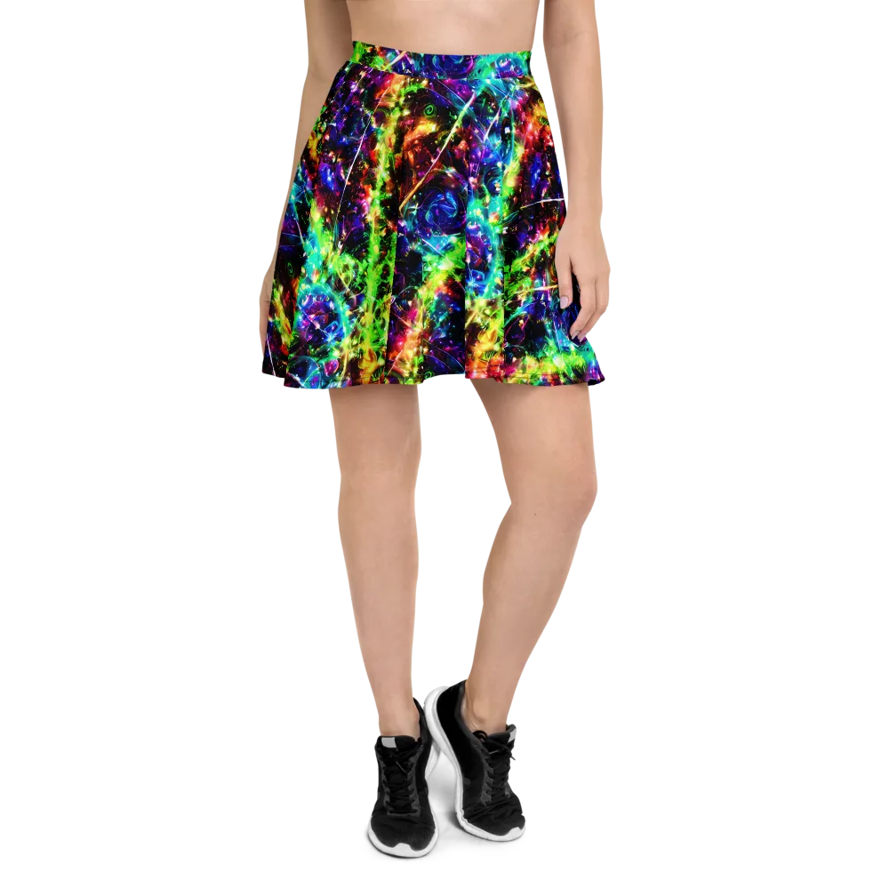 Electric Kaleidoscope on Skater Skirt — Front