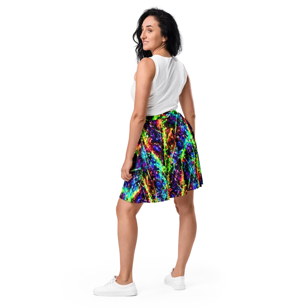 Electric Kaleidoscope on Skater Skirt — Back