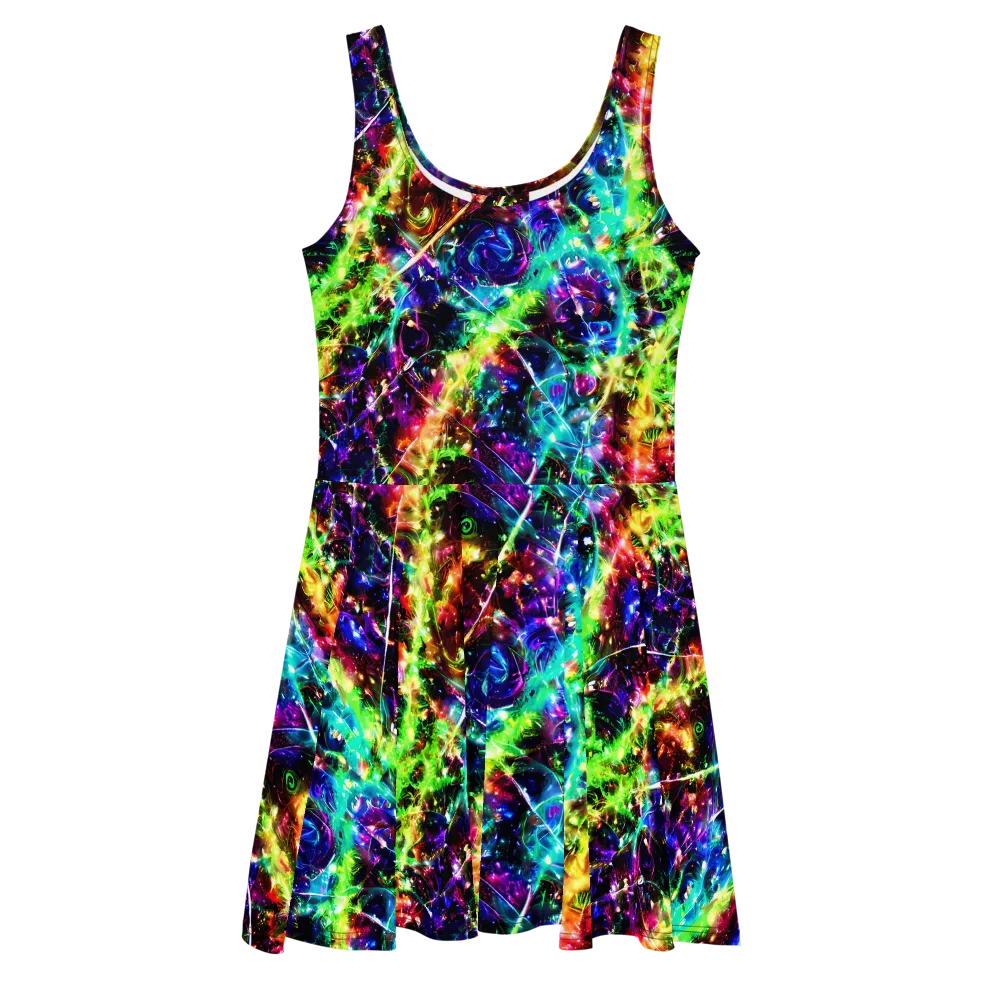 Electric Kaleidoscope on Skater Dress — Front