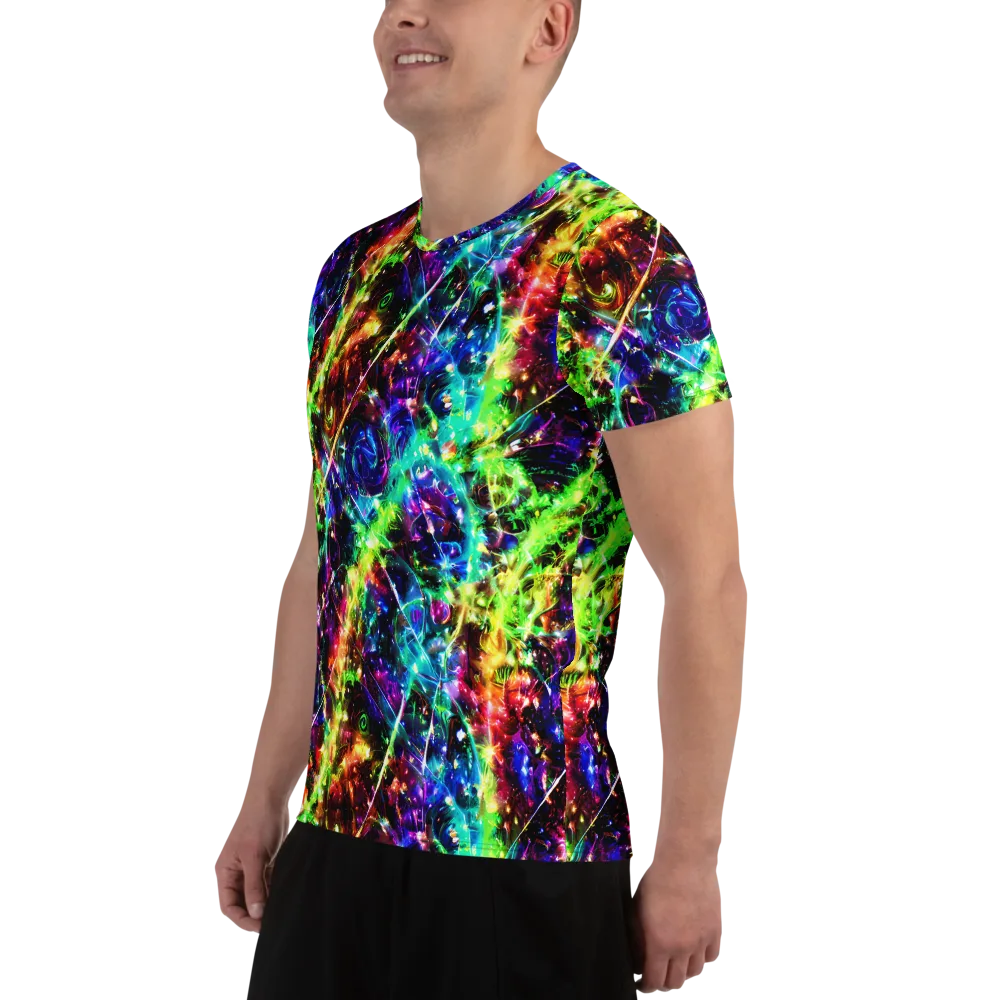 Electric Kaleidoscope on Men's Athletic T-Shirt — Left
