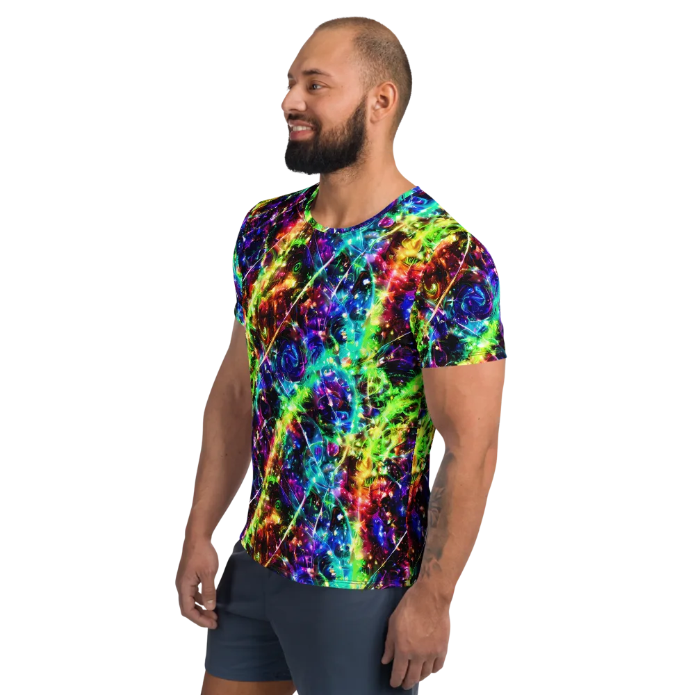 Electric Kaleidoscope on Men's Athletic T-Shirt — Left