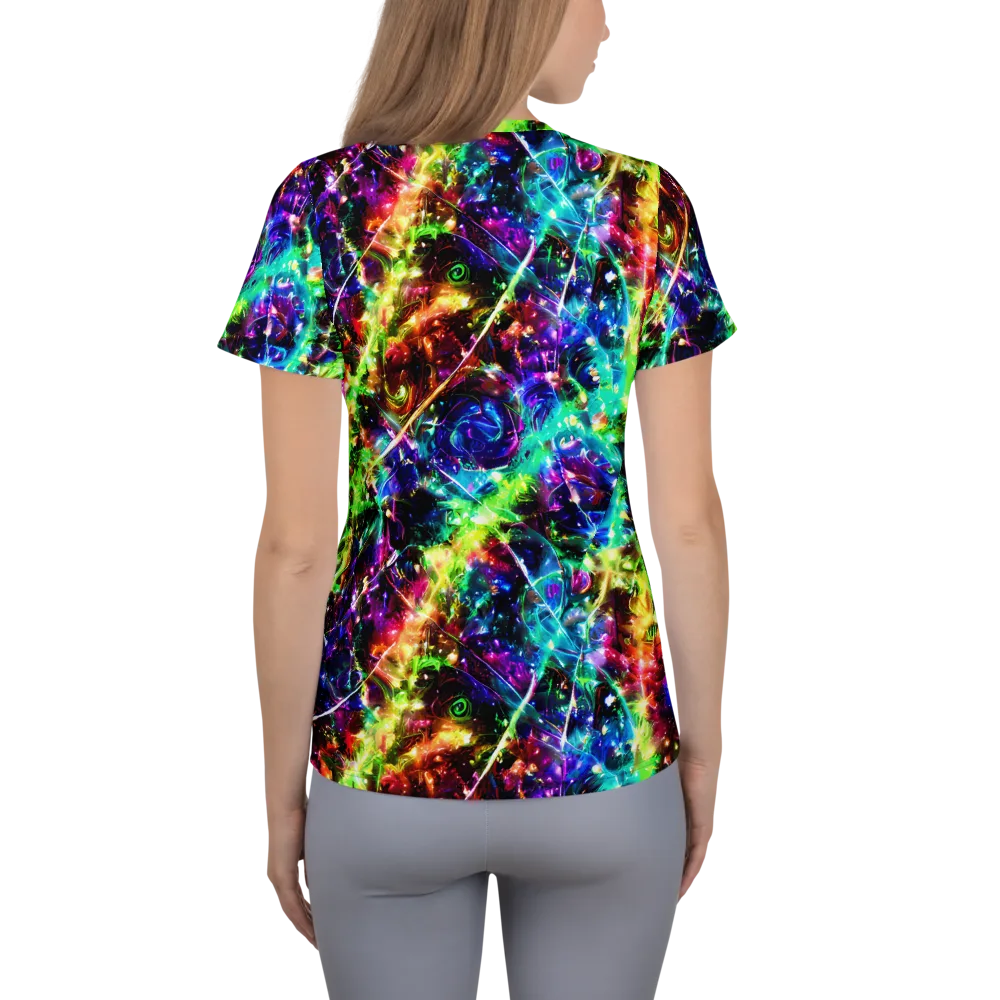 Electric Kaleidoscope on Women's Athletic T-Shirt — Back